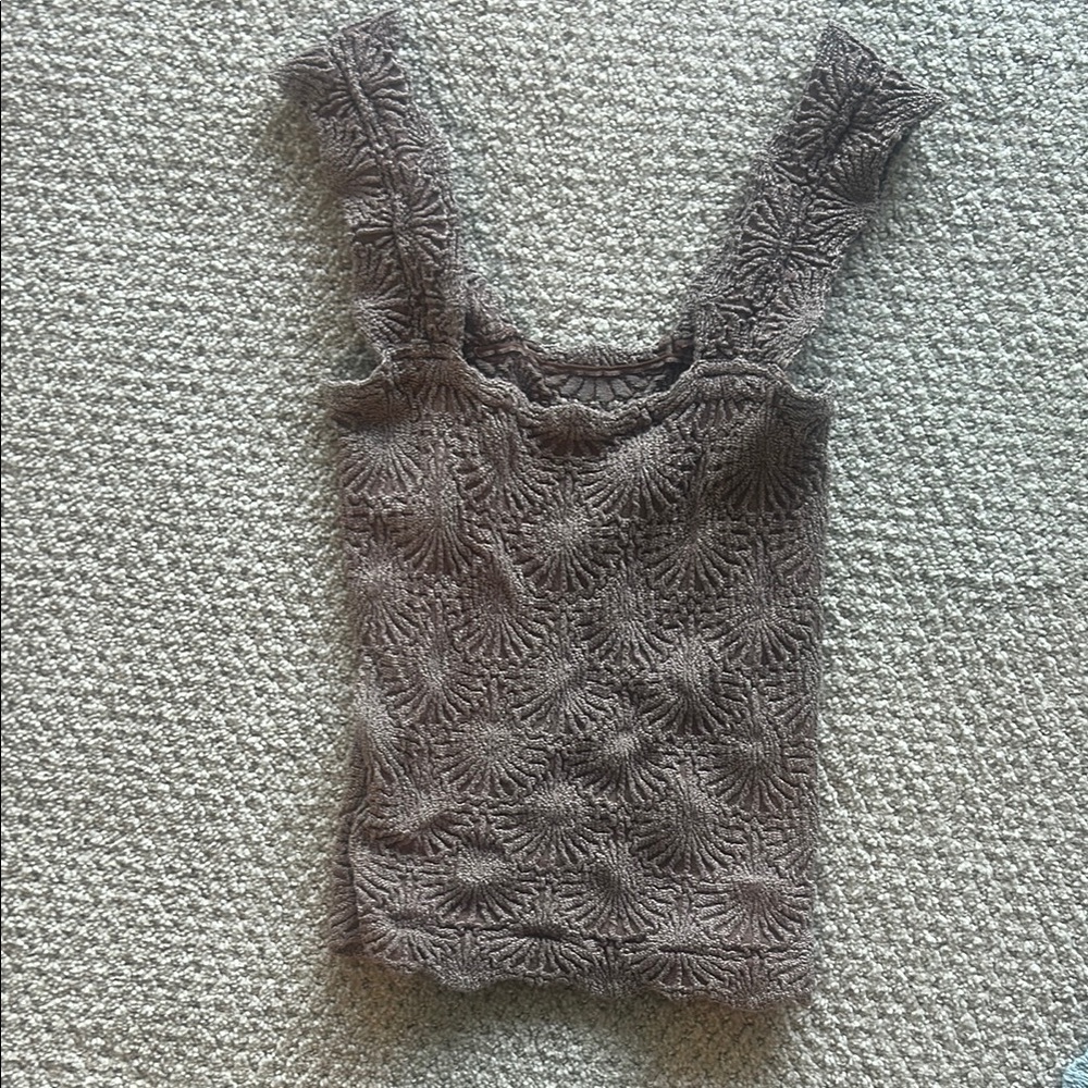 Free People Gray Ribbed Sleeveless Tank Top